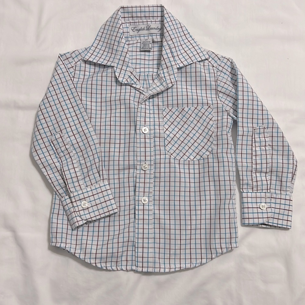 English Laundry Boy’s Toddler 2T Plaid Dress Shirt